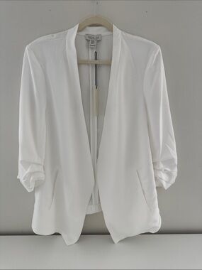 Rachel Zoe Crisp White Open Blazer with Rolled Sleeves